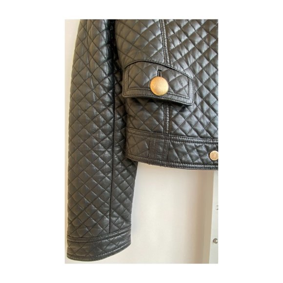 Dolce & Gabbana quilted black leather motorcycle bomber jacket sz IT 40 US 4 - Picture 6 of 11